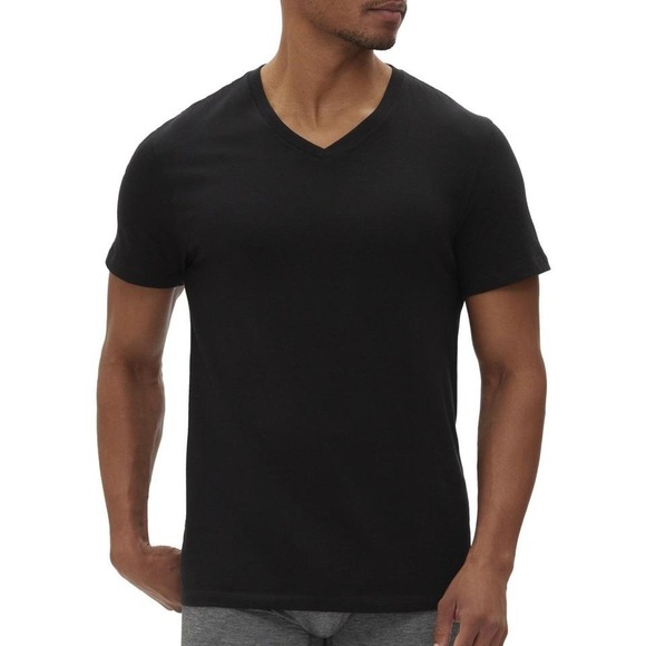 GAP V-Neck T-Shirts Mens Small Black Cotton‎ 3 Pack Soft Fabric Tag Free NWT - Picture 1 of 5
